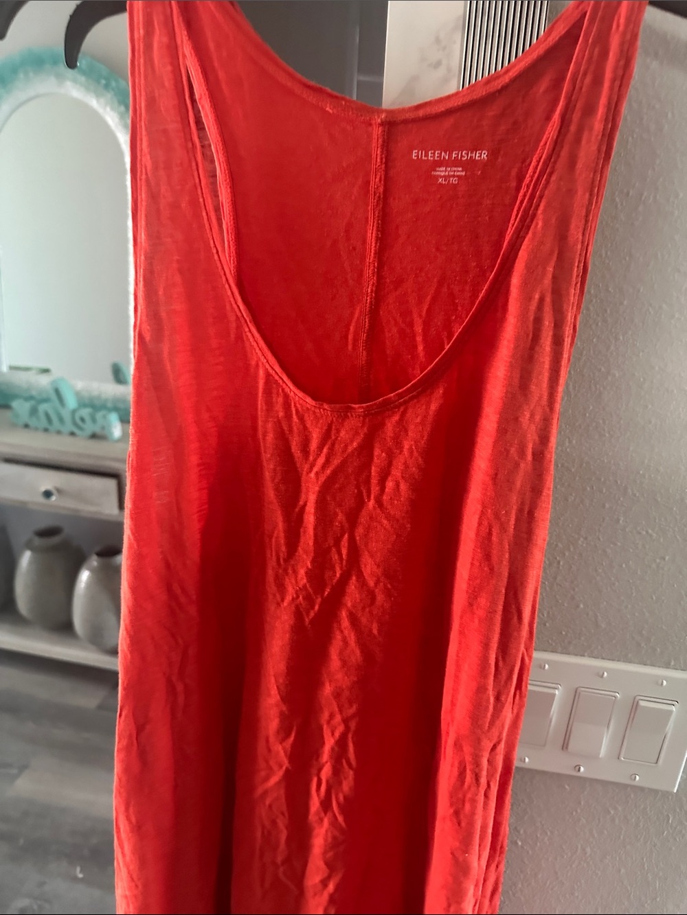 Eileen Fisher Bright orange/ red Scoop Neck Tank Top